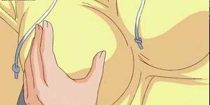 anime tit brunette - Brunette anime gets big tits rubbed