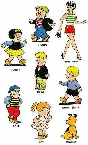 Nancy And Sluggo Comic Porn - Here are the characters in Ernie Bushmiller's kid cartoon called \