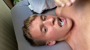 jerk off cum own mouth - Braces guy cumming on own face and in own mouth - video 2 - ThisVid.com