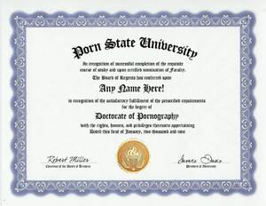 Certified - Amazon.com: Porn Pornography Degree: Custom Gag Diploma Doctorate  Certificate (Funny Customized Joke Gift - Novelty Item) : Toys & Games