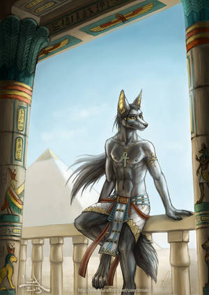 Egyptian Furry Goddess Porn - Commission for Vobe on FA of his Ancient Egyptian character posing on some  balcony of his palace. I had quite some fun putting all those architectural  d.