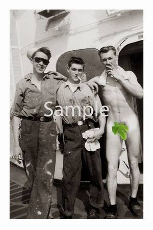 1940s Sailor Gay Porn - Vintage 1940's Photo Reprint Nude Sailor Hugs Buddies on - Etsy Norway