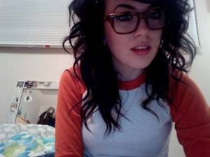 Hipster Glasses - curly hair + glasses + baseball shirt +bold brow + thick liner + nude lip