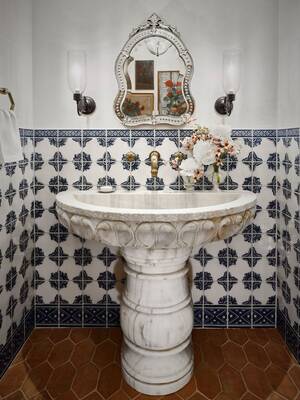 Corona Terra Porn Star - Family room with star-and-cross terra-cotta tile floor in a hacienda-style  vineyard retreat rebuilt after the 2017 California wildfires, Sonoma  Valley, Sonoma County, California. By Ken Fulk. : r/InteriorDesign