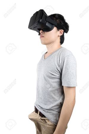 Chinese Boy Porn - Asian man use VR glasses watching porn video Stock Photo - 53591452