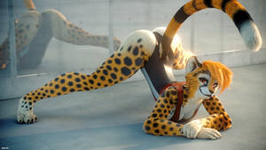 3d Furry Porn Jaguar - 110409 - safe, artist:zorryn, cheetah, feline, mammal, anthro, 2021, 3d,  amber eyes, black body, black fur, butt, clothes, cream body, cream fur,  digital art, face down ass up, female, fur, hair, indoors,