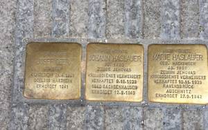 Nazi Love Island Porn - Three Stolpersteine, or 'stumbling stones,' dedicated to the memory of  Josef Geer