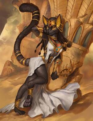 Egyptian Furry Goddess Porn - 23104 - safe, artist:sixthleafclover, bastet, cat, feline, mammal, anthro,  amber eyes, ancient egypt, black body, black fur, black hair, clothes,  dress, ears, egypt, egyptian, female, fur, goddess, golden eyes, hair,  jewelry, looking