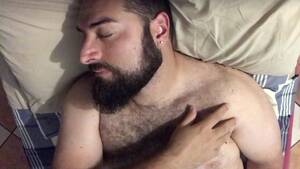 Italian Hairy Bear Men Porn - A big bearded Italian bear tickles his hairy body getting horny in bed by  stimulating his nipples Porn Video - Rexxx