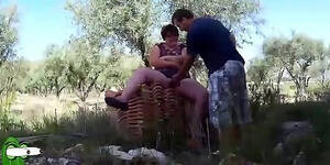 fat couple fucks outdoors - She Plays With His Schlong On The Roof Tiles Outdoor Raf035 HD SEX Porn  Video 22:00