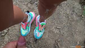 foot cum lic - Huge Cumshot sexy Nike sneaker