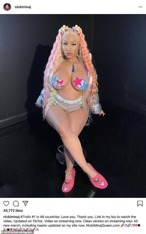 micki minaj lesbian porn shower - Nicki Minaj fuels pregnancy rumors once again as she posts sultry topless  snap with pasties on | Daily Mail Online