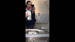 latina stewardess - latina stewardess joins the masturbation mile high club in the lavatory and  cums - XVIDEOS.COM