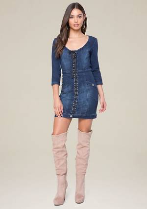 Fringe Dress Porn - Denim Pencil Dress