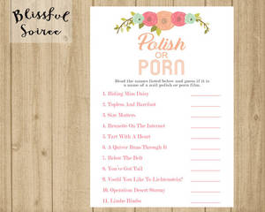 Lingerie Shower Porn - Bachelorette Party Game | Polish or Porn | Lingerie Shower Game | Vintage  Floral | Bridal Shower Game | Coral and Mint | Rustic | BRS02