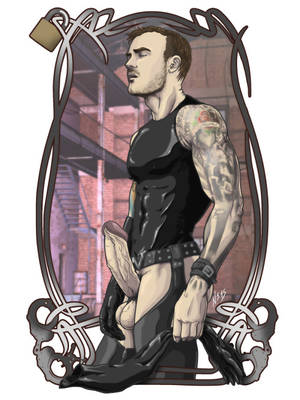 Cartoon Leather Porn - baddognobiscuit: Portrait by myself of the porn model Christian Wilde.  Leather ArtPorn