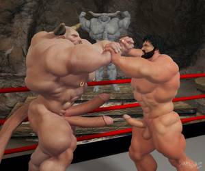 Gay Minotaur Porn - Hercules struggles and twists free, quickly slamming Bully with a fast,  powerful series of rights and lefts! The mighty Minotaur, is stunned!