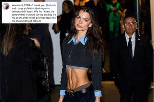 Emily Ratajkowski Hardcore Porn - Emily Ratajkowski posts ab pic despite possible 'controversy'