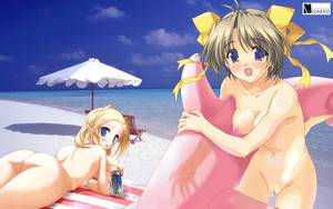 Anime Girls Boobs And Pussy - 2girls beach breasts katase_yuki mizuiro nipples nude photoshop pussy  uncensored