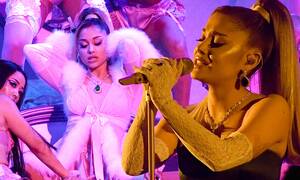 Miley Cyrus On Stage Blowjob - Ariana Grande makes a nod to ex Pete Davidson as she performs Thank U, Next  medley at Grammy Awards | Daily Mail Online