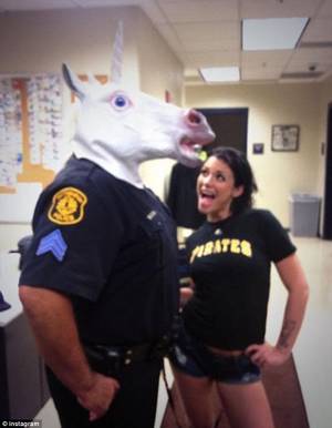 Female Officer Porn - The porn star and the police officer... wearing a unicorn's head