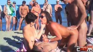 french nudist beach cap - ... Cap d'Agde nude beach two couples four way with spectators