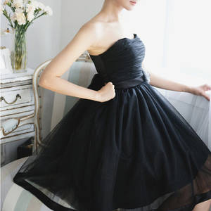 Black Wedding - Casamento Vestido De Festa 2015 Women Strapless Tutu Bridesmaid Dress Black  Organza Wedding Party Porn Ball