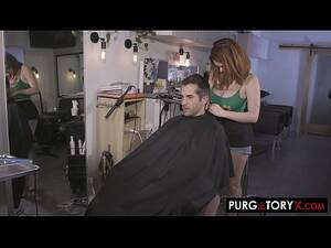 Barber Chair Sex - Sexy redhead barber with big natural tits fucked by her client - XNXX.COM