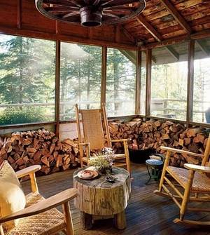 Lake Cabin Porn - Massive piles of wood at this Flathead Lake cabin.