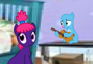 Mlp Dinky Doo Porn - 253152 - safe, artist:fantasygirls56, equine, fictional species, mammal,  pegasus, pony, hasbro, my little pony, bedroom, colt, crossover, female,  foal, guitar, hair, indoors, male, mare, mr. guinea pig (pinky dinky doo),  musical instrument,