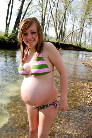 Bikini Pregnant Porn - Pregnant girl in a swimsuit on the river Porn Pic - EPORNER