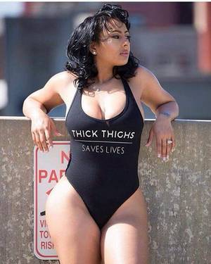 Cute Thick Girls - Thick Thighs Saves Lives Swim Suit is a statement bathing suit. It exudes  confidence and style, blow the whistle on all those spectaculars.