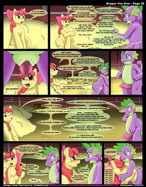 Mlp Bend Over Porn - e621 2012 amber_eyes apple_bloom_(mlp) blush comic cub dialogue dragon duo  earth_pony english_text equine