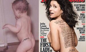 Julia Louis Dreyfus Porn - Julia Louis-Dreyfus claims John Hancock on Rolling Stone's nude cover is  birthmark | Daily Mail Online