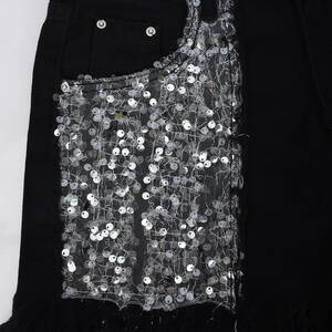 black pornm - Womens Trendy Denim Shorts Sequins Tassels Raw Hem Distressed Hot Short  Jeans Frayed Dancing Porm Sparkly Shorts (X-Large, Black) - Walmart.com