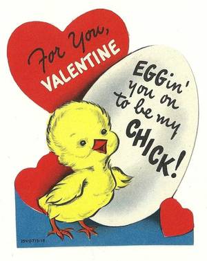 Coq Vintage Chicken Boy Porn - Baby chicken is egging you on to be its chick /old vintage unused valentine  card