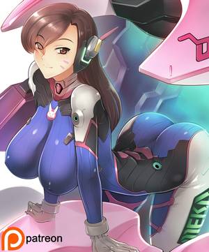 Bodysuit Hentai Porn - big_ass big_breasts bodysuit breasts brown_eyes brown_hair d.va female  haganef highres nipples one_eye_closed overwatch solo