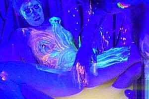 Glow Body Paint Porn - Hot Couple Fuck In Blacklight and Neon Paint, full Anal fuck video (Aug 12,  2020)