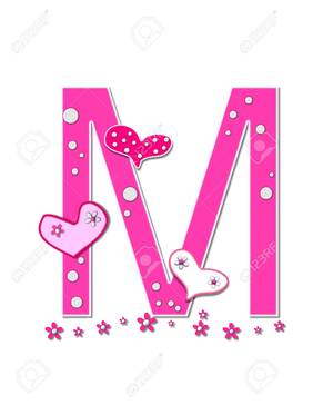 M&m Characters Porn - Stock Photo - The letter M, in the alphabet set Heartfull, is pink outlined  with white Polka dots and hearts decorate letter with a line of pink  flowers at ...