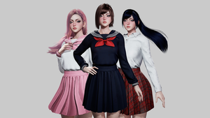 Asian Schoolgirls Uniform - Customizable School Girls in Characters - UE Marketplace