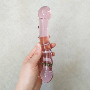 lesbian pink dildo - 20*3.5cm Pink Large Pyrex Porn Adults Product Glass Anus Clit Massager  Crystal Dildo