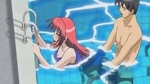 hentai public pool - Sexy anime redhead gets fucked underwater in a swimming pool while talking  to friends - Hentai City