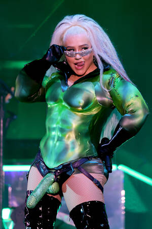 bbw nude christina aguilera - Christina Aguilera wears strap-on during LA Pride performance