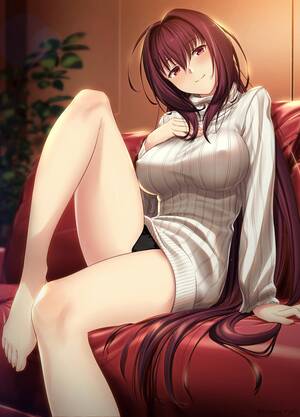 huge breast anime turtleneack - Hentai Booru - Image 1442: 1girl arm_support bangs bare_legs barefoot  black_panties blurry blurry_background blush breasts closed_mouth couch  covered_nipples eyebrows_visible_through_hair fate/grand_order  fate_(series) futami_(mg42fw190d ...