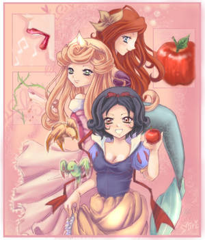 cartoon sex ariel vs snow white - Disney Princess wallpaper containing anime titled Anime like Ariel, Snow  White and Aurora