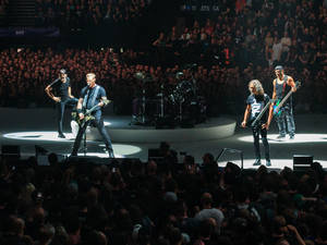 Chubby Latina Gloria Garcia - Members of Metallica onstage