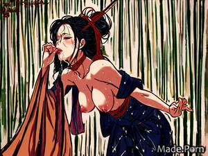 japanese geisha bdsm - Porn image of geisha small tits bdsm messy hair bamboo forest rain vintage  created by AI