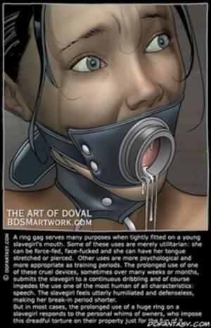 Gag Porn Captions - Bondage art. A ring gag serves many purposes when tightly fitted on a young  slavegirl's mouth!