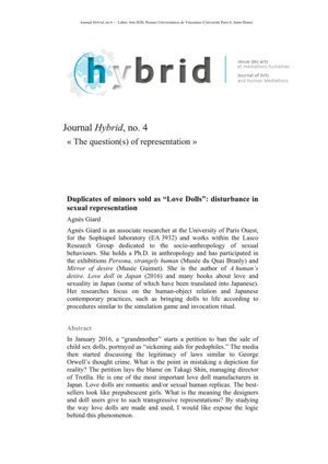 Fucking Trottla Doll Sex - PDF) â€œDuplicates of minors sold as â€œLove Dollsâ€: disturbance in sexual  representationâ€, Hybrid, 2018.