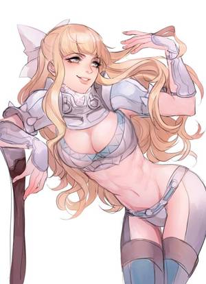 Anime Fire Girl - armor bangs biceps bikini armor blonde hair blue eyes bow breasts charlotte  (fire emblem if) cleavage fire emblem fire emblem if hair bow highres large  ...